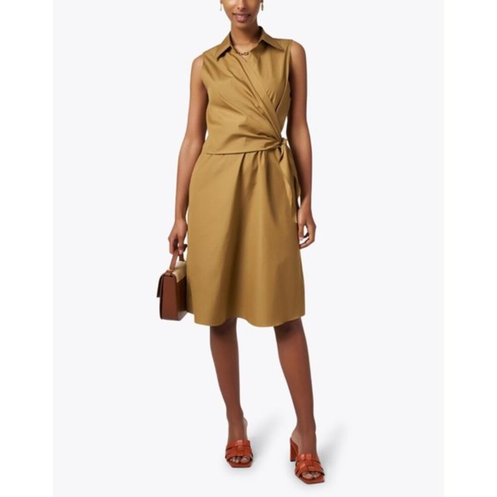 VINCE Brown Cotton Wrap Shirt Dress Size 2
